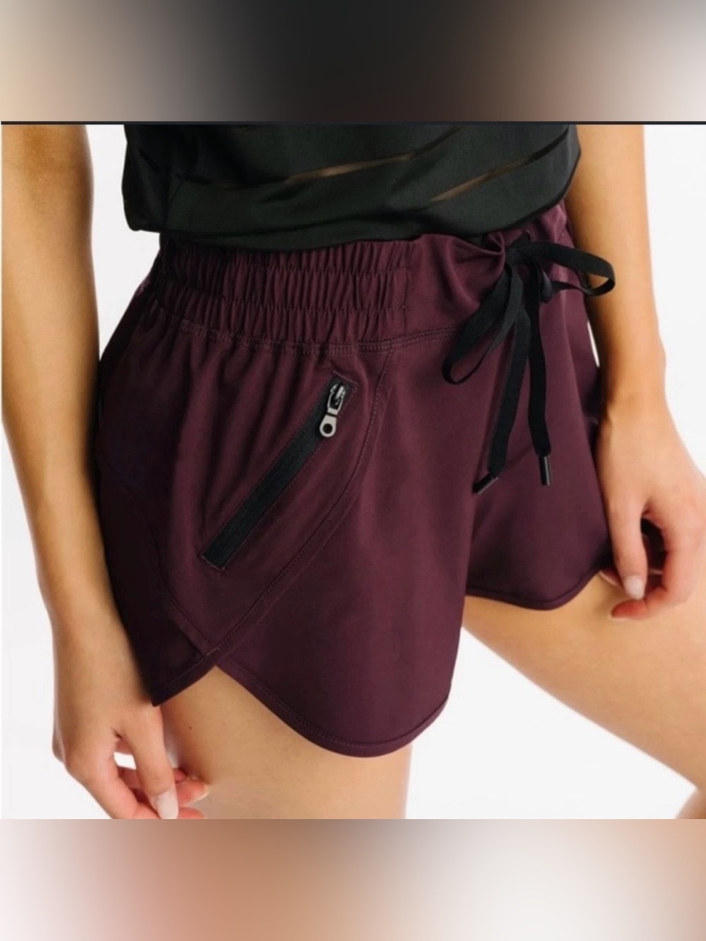 NWT ZYIA Plum Fierce Zipper Pocket Shorts